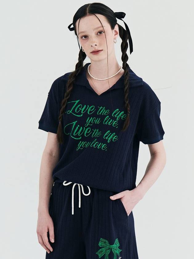 MET Summer Knit Collar T Shirt Navy - METAPHER - BALAAN 7