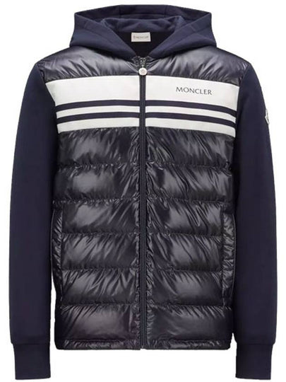 Logo Cotton Zip Up Hoodie Navy - MONCLER - BALAAN 2