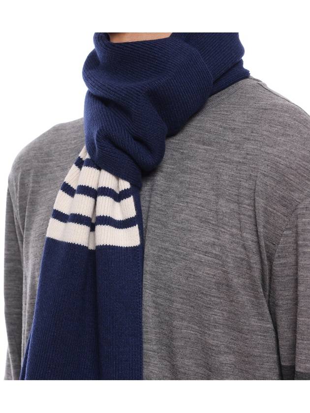 Striped Cashmere Muffler Navy - THOM BROWNE - BALAAN 6