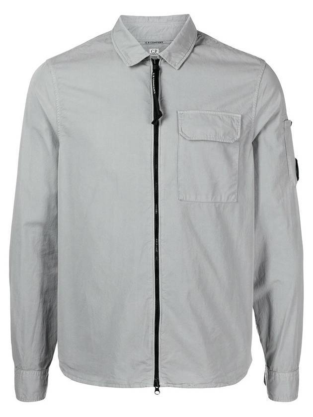 Emerized Gabardine Overshirt Zip-Up Jacket Grey - CP COMPANY - BALAAN 1