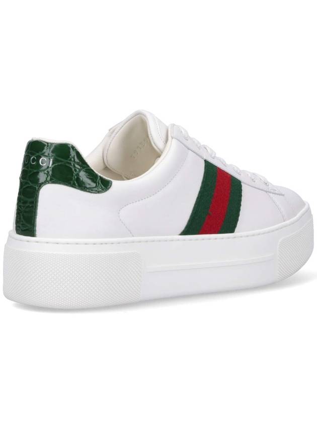 Women's Leather Low Top Sneakers White - GUCCI - BALAAN 5