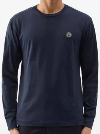 Logo Patch Long Sleeve T-Shirt Navy - STONE ISLAND - BALAAN 2