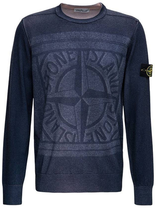 Wappen Patch Logo Printing Knit Top Navy - STONE ISLAND - BALAAN 1