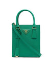 Triangular Logo Saffiano Leather Tote Bag Green - PRADA - BALAAN 1