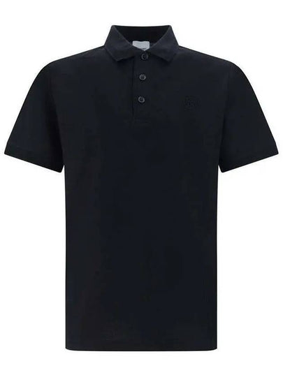 Men's Embroidered Logo Cotton Polo Shirt Black - BURBERRY - BALAAN 2