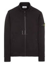 Brushed Cotton Fleece Zip-Up Jacket Black - STONE ISLAND - BALAAN 2