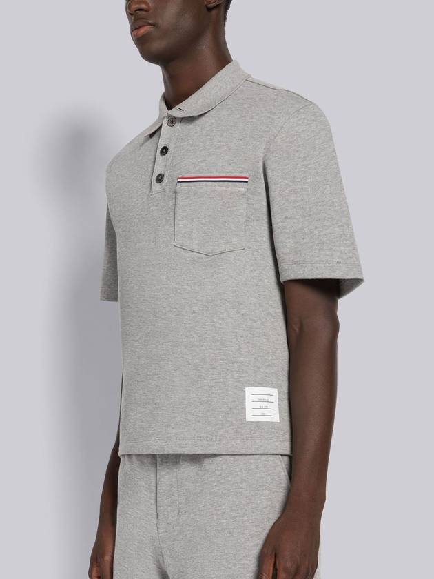 RWB Pocket Interlock Cotton Short Sleeve Polo Shirt White - THOM BROWNE - BALAAN 3