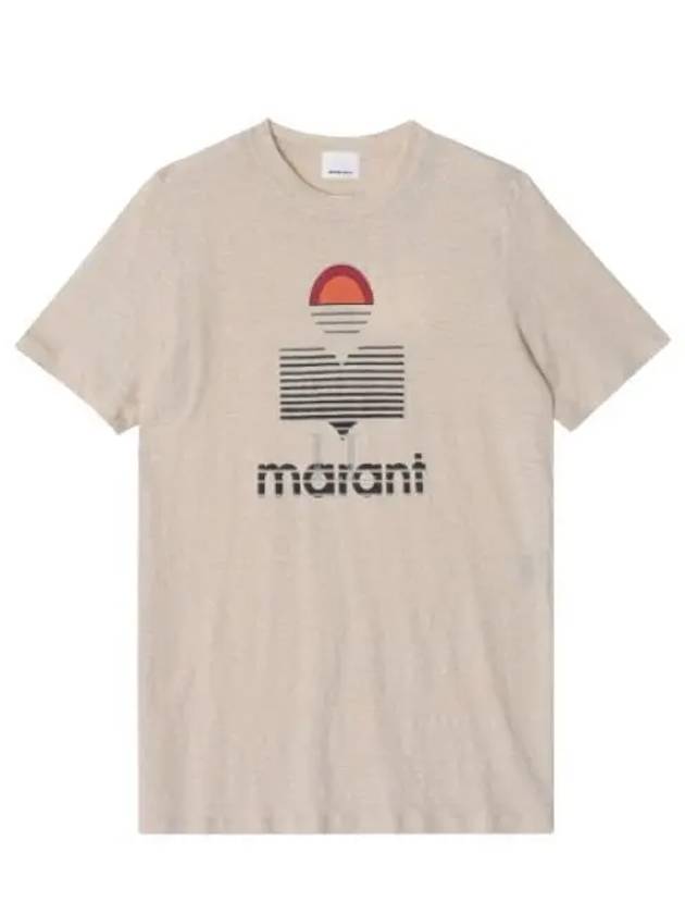 Karman Logo Linen Short Sleeve T-Shirt Ecru - ISABEL MARANT - BALAAN 2