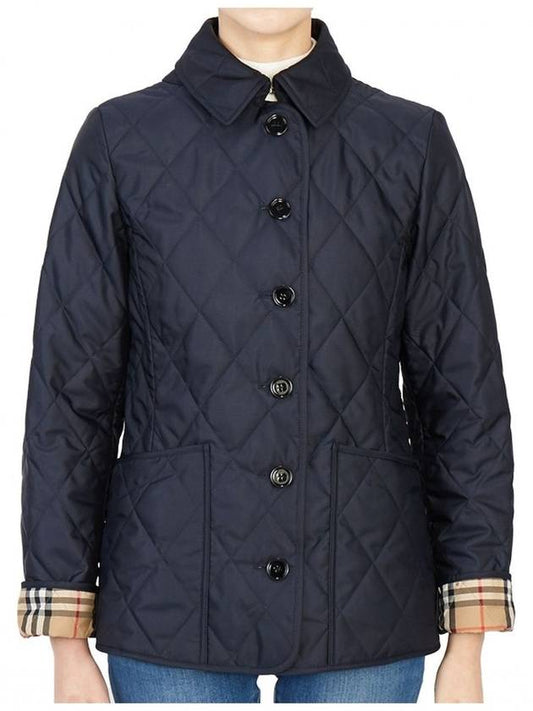 Women's Diamond Quilted Thermoregulated Check Jacket Midnight - BURBERRY - BALAAN 2
