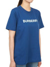 Logo Print Detail Short Sleeve T-Shirt Blue - BURBERRY - BALAAN 6