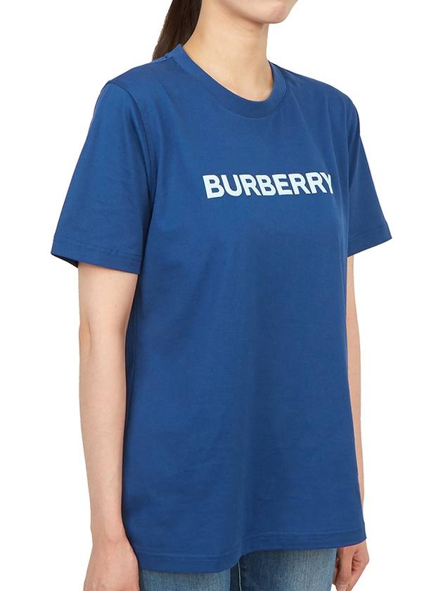 Logo Print Detail Short Sleeve T-Shirt Blue - BURBERRY - BALAAN 6