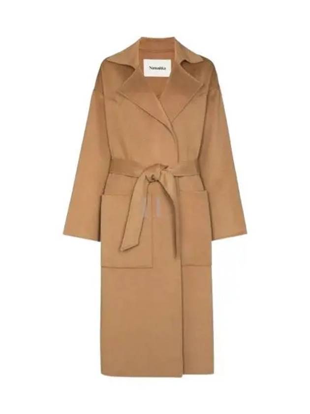 Back slit belted coat camel NW20 Crow 00874 - NANUSHKA - BALAAN 1