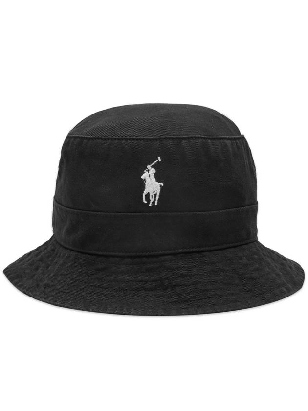 Embroidered Pony Bucket Hat Black - POLO RALPH LAUREN - BALAAN 1