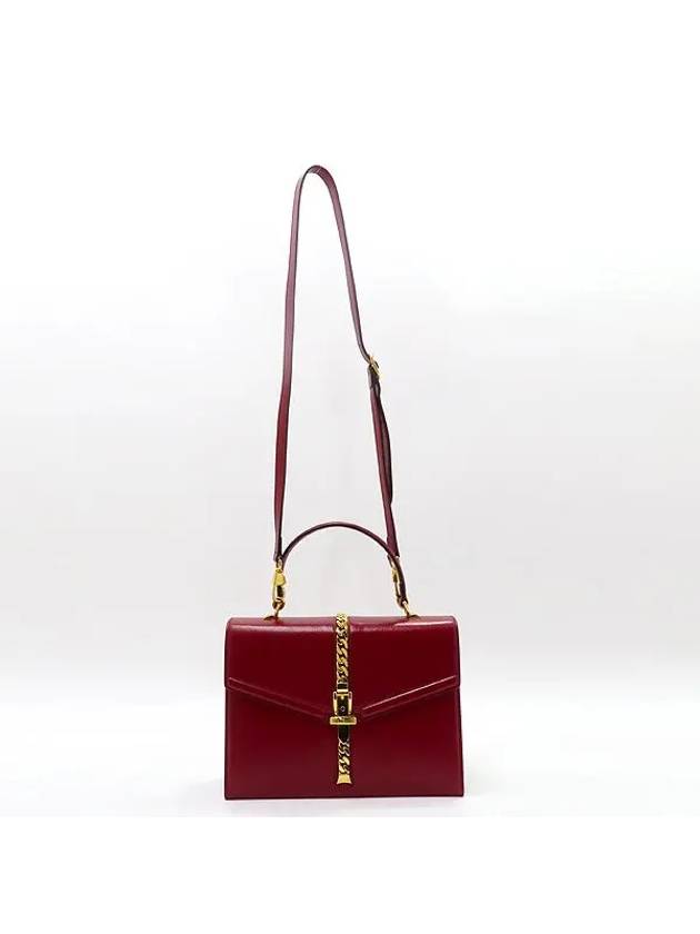 602781 Red Leather Sylvie 1969 Small Top Handle Tote Bag Shoulder Strap 2WAY - GUCCI - BALAAN 4