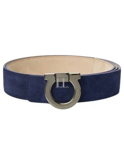 Gancini Reversible Leather Belt Navy - SALVATORE FERRAGAMO - BALAAN 2