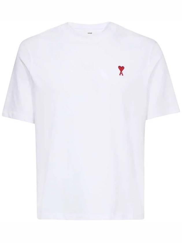 Small Heart Logo Boxy Fit Short Sleeve T-Shirt White - AMI - BALAAN 3