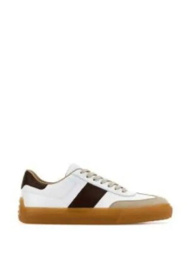 Calfskin Leather Low Top Sneakers White Brown - TOD'S - BALAAN 2