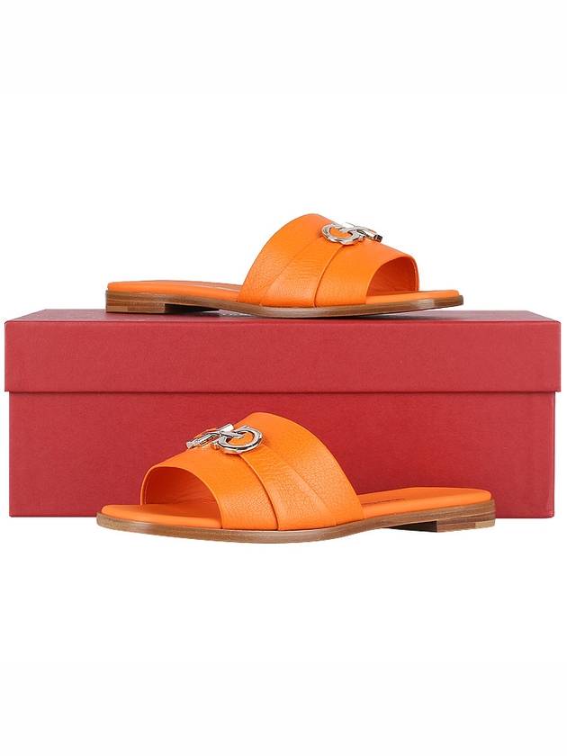 Gancini Leather Slippers Orange - SALVATORE FERRAGAMO - BALAAN 11