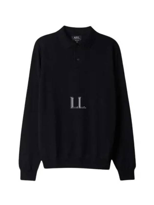 Men's Jerry Wool Long Sleeve Polo Shirt Black - A.P.C. - BALAAN 2