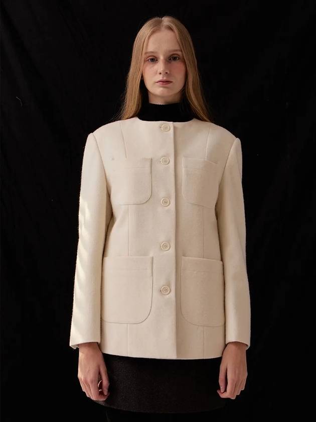 Women's Wool Half Pea Coat Ivory - LESEIZIEME - BALAAN 7