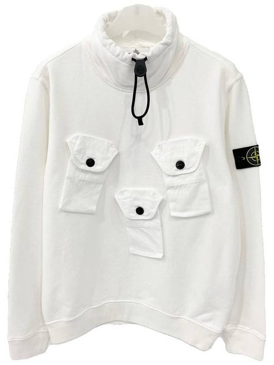 Waffen Patch Multi-Pocket Mock Neck Sweatshirt Black - STONE ISLAND - BALAAN.