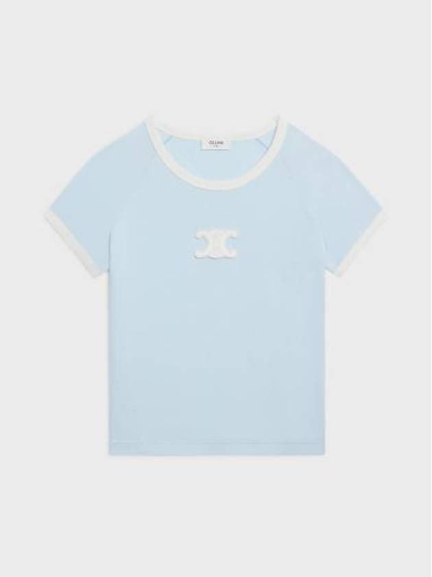 Triomphe Cotton Jersey Short Sleeve T-Shirt Pastel Blue - CELINE - BALAAN 2