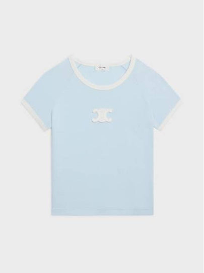 Triomphe Cotton Jersey Short Sleeve T-Shirt Pastel Blue - CELINE - BALAAN 2