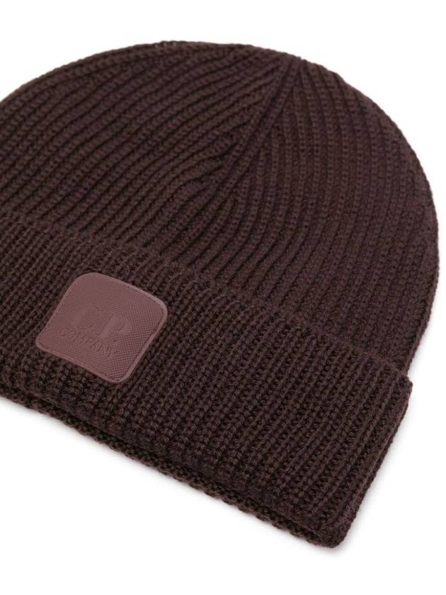 Extra Fine Merino Wool Logo Beanie Brown - CP COMPANY - BALAAN 3