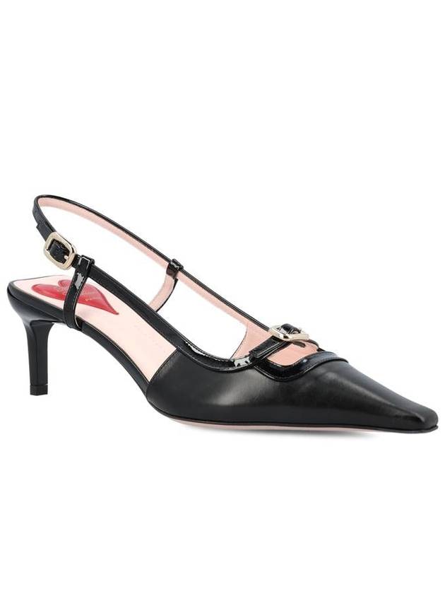 Viv' Canard Metal Mini Buckle Slingback Heel Black - ROGER VIVIER - BALAAN 3