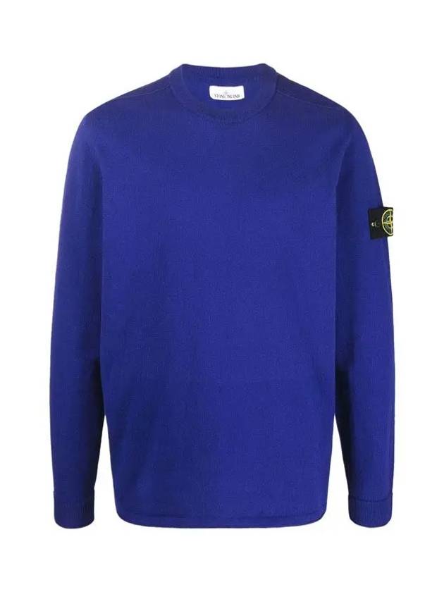 Wappen Patch Crew Neck Knit Top Purple Blue - STONE ISLAND - BALAAN 3