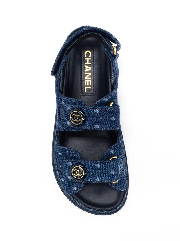 Velcro Leather Sandals Slippers Blue EU36 5 235cm G35927 - CHANEL - BALAAN 7