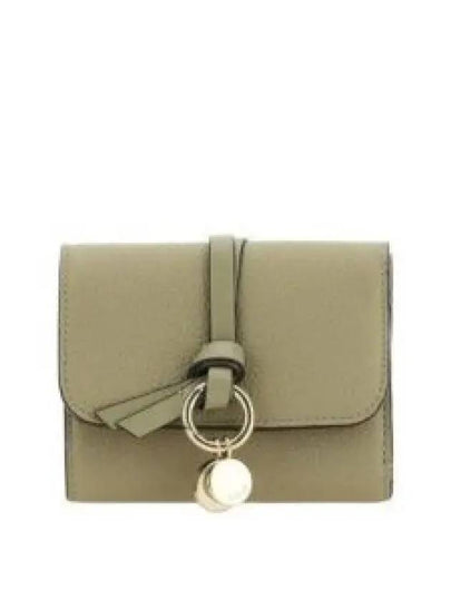 Alphabet Grain Leather Flap Small Half Wallet Green - CHLOE - BALAAN 2