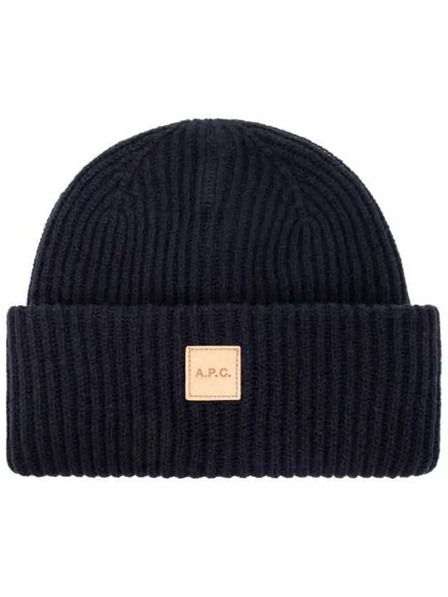 Logo Patch Wool Cashmere Beanie Navy - A.P.C. - BALAAN 2