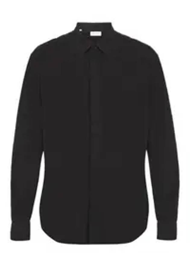 Cotton Long Sleeve Shirt Black - SAINT LAURENT - BALAAN 1