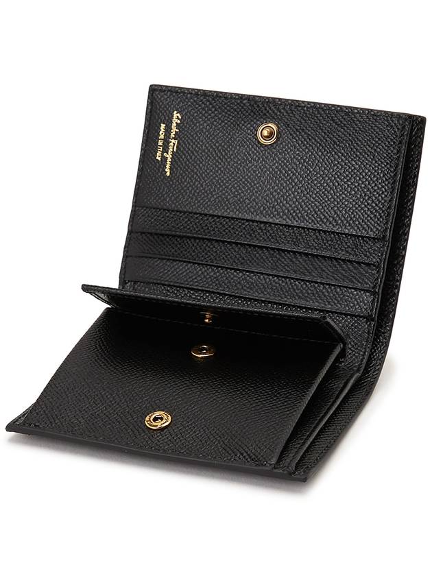 Gancini Compact Half Wallet Black - SALVATORE FERRAGAMO - BALAAN 7