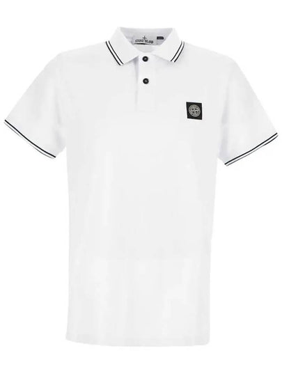 Logo Patch Short Sleeve Polo Shirt White - STONE ISLAND - BALAAN 2