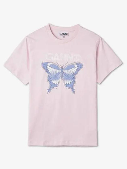 Women's Butterfly Relaxed Short Sleeve T-Shirt Light Lilac - GANNI - BALAAN 2