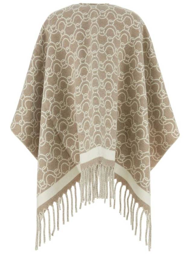 Jacquard Poncho Beige - SALVATORE FERRAGAMO - BALAAN 3