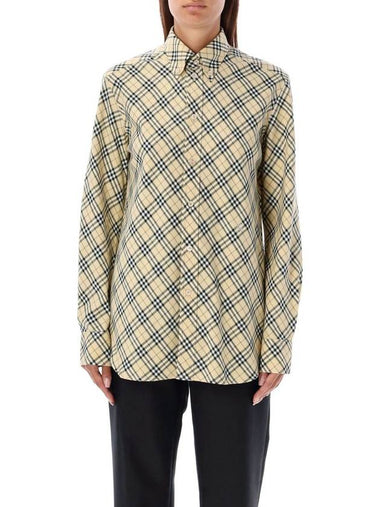 Burberry Checked Oversized Shirt - BURBERRY - BALAAN 1