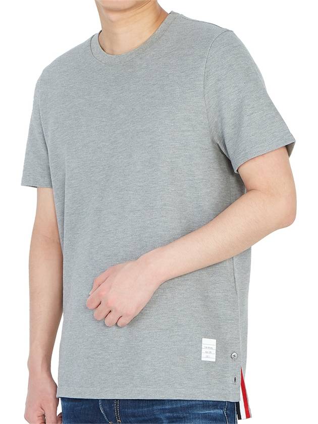 Men's Center Back Striped Short Sleeve T-Shirt Light Grey - THOM BROWNE - BALAAN 7