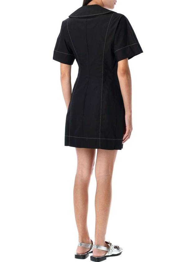 Cotton Poplin Wrap Mini Dress - GANNI - BALAAN 2