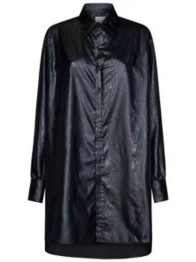 Shiny Coated Textured Long Shirt Black - MAISON MARGIELA - BALAAN 2