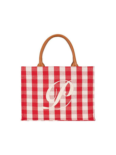 Women's Gingham Check Middle Tote Bag Red - PEOPLE OF THE WORLD - BALAAN 1