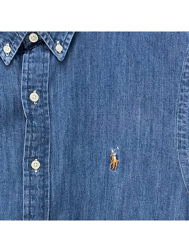 Polo Ralph Lauren Pony Embroidery Logo Denim Shirt 710548539 001 - POLO RALPH LAUREN - BALAAN 4