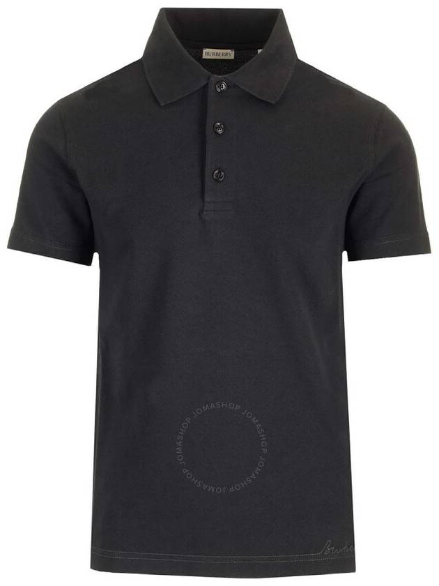 Burberry Logo Embroidered Straight Hem Cotton Polo Shirt, Size Medium - BURBERRY - BALAAN 1