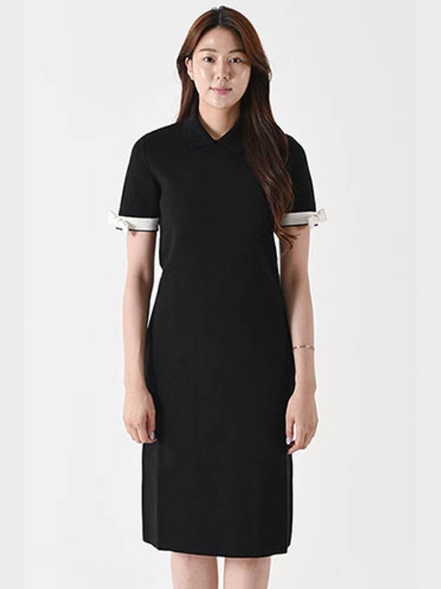 Bow Midi Dress Black - THOM BROWNE - BALAAN 3