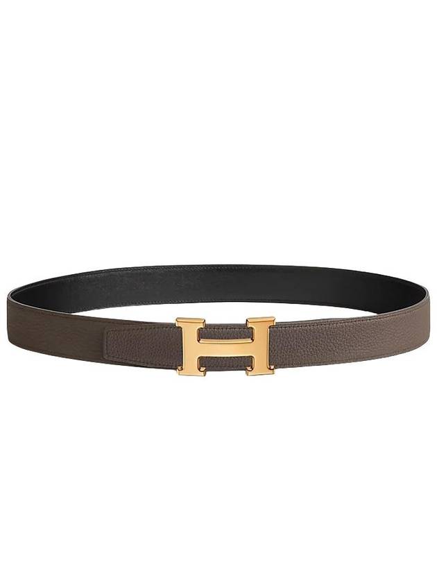 H Gold Buckle Reversible 32mm Leather Belt Black - HERMES - BALAAN 3