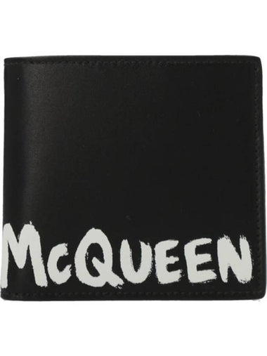 Graffiti Signature Logo Half Wallet Black - ALEXANDER MCQUEEN - BALAAN 1