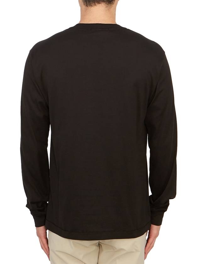 Logo Patch Cotton Jersey Long Sleeve T-Shirt Black - STONE ISLAND - BALAAN 4