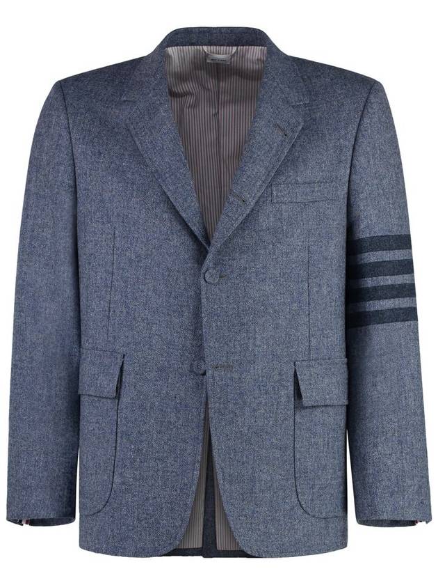 Donegal Tweed 4 Bar Single Breasted Blazer Jacket Light Blue - THOM BROWNE - BALAAN 2